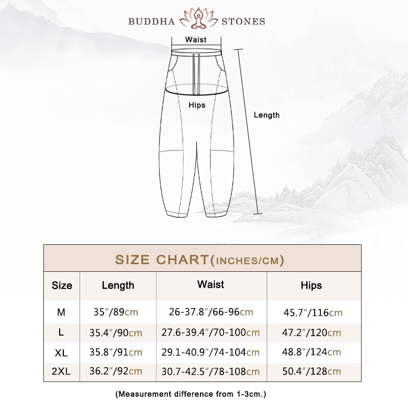 Buddha Stones Summer Women's Linen Drawstring Elastic Waist Harem Pants With Pockets - image 6
