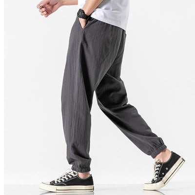 Foviel einfarbig Color Zugband Baumwolle Herren Hose mit Taschen