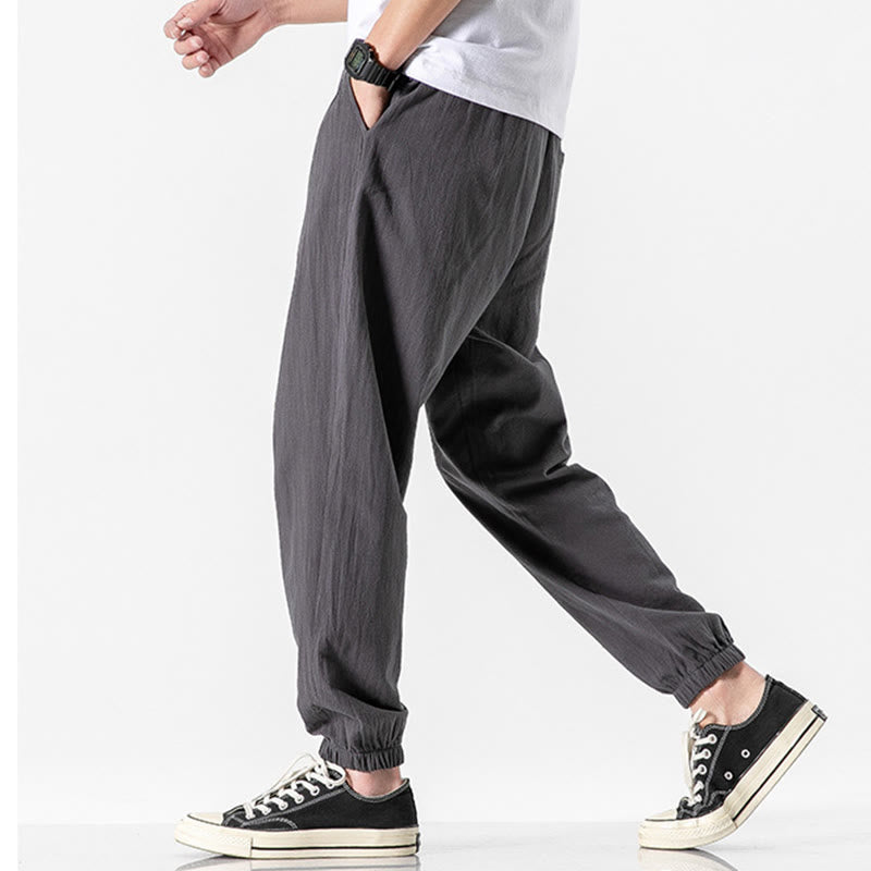 Foviel einfarbig Color Zugband Baumwolle Herren Hose mit Taschen