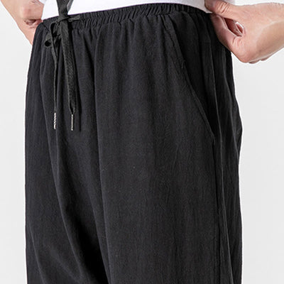 Foviel einfarbig Color Zugband Baumwolle Herren Hose mit Taschen
