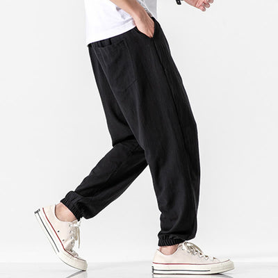 Foviel einfarbig Color Zugband Baumwolle Herren Hose mit Taschen