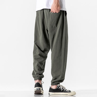 Foviel einfarbig Color Zugband Baumwolle Herren Hose mit Taschen