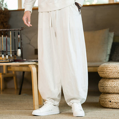 Buddha Stones Solid Color Drawstring Men's Harem Pants With Pockets - image 20