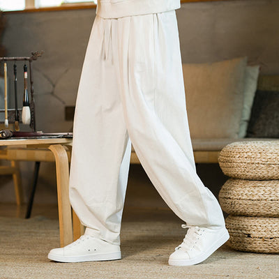 Buddha Stones Solid Color Drawstring Men's Harem Pants With Pockets - image 21