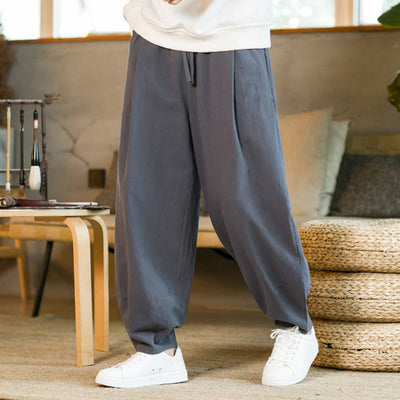 Buddha Stones Solid Color Drawstring Men's Harem Pants With Pockets - image 35
