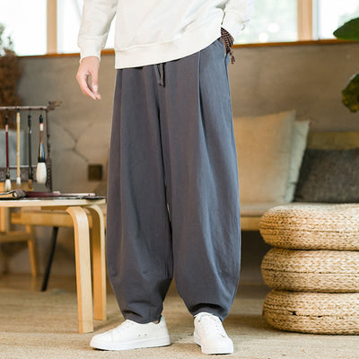Buddha Stones Solid Color Drawstring Men's Harem Pants With Pockets - image 33