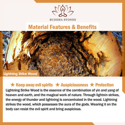 Buddha Stones 108 Mala Beads Lightning Strike Peach Wood Hand Polishing Protection Bracelet - image 9