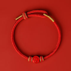 Buddha Stones Chinese Zodiac Red String Eight Thread Peace Knot Cinnabar Protection Luck Bracelet Bracelet BS Snake Red Rope(Wrist Circumference: 14-19cm)