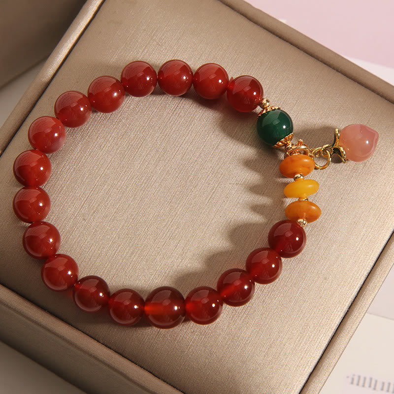 Buddha Stones Red Agate Amber Peach Charm Self-acceptance Bracelet - image 3
