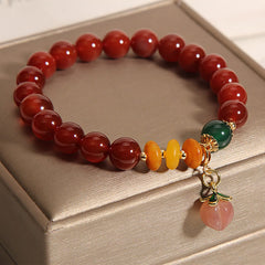 Buddha Stones Red Agate Amber Peach Charm Self-acceptance Bracelet - Red Agate(Wrist Circumference 14-17cm) - image 0