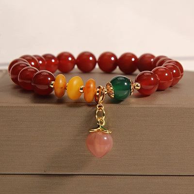 Buddha Stones Red Agate Amber Peach Charm Self-acceptance Bracelet - image 1