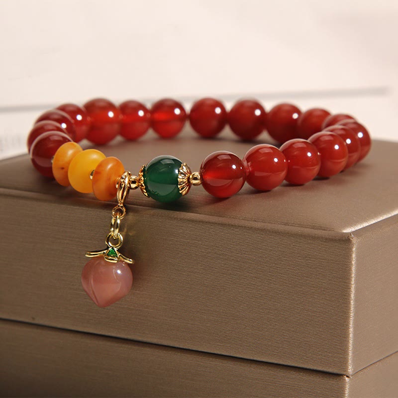 Buddha Stones Red Agate Amber Peach Charm Self-acceptance Bracelet - image 2