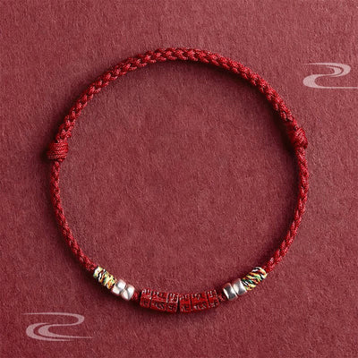 Buddha Stones 925 Sterling Silver Om Mani Padme Hum Cinnabar Blessing Child Adult Bracelet Bracelet BS Red Child 11-13cm