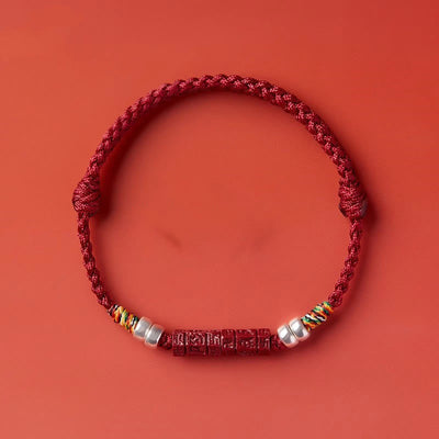 Buddha Stones 925 Sterling Silver Om Mani Padme Hum Cinnabar Blessing Child Adult Bracelet Bracelet BS 16