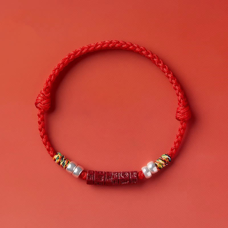 Buddha Stones 925 Sterling Silver Om Mani Padme Hum Cinnabar Blessing Child Adult Bracelet Bracelet BS 18