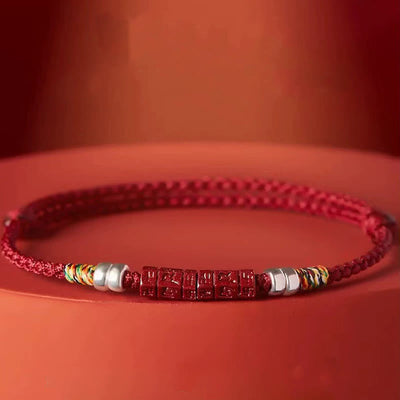 Buddha Stones 925 Sterling Silver Om Mani Padme Hum Cinnabar Blessing Child Adult Bracelet Bracelet BS 1
