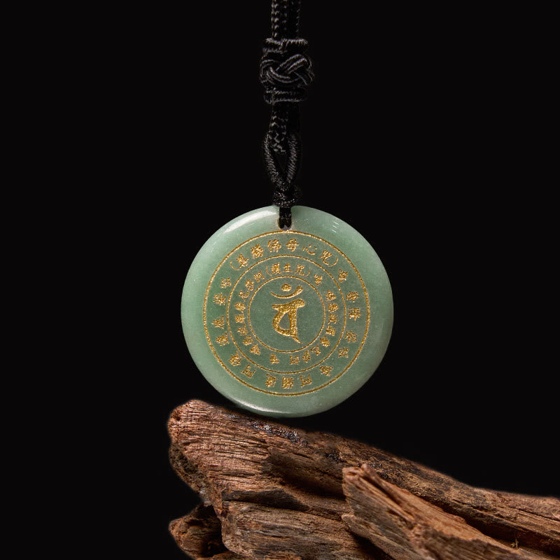 Foviel Vairocana Tathagata Sanskrit Mantra Various Crystal Black Obsidian Green Aventurine Strength Necklace Pendant