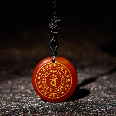 Foviel Vairocana Tathagata Sanskrit Mantra Various Crystal Black Obsidian Green Aventurine Strength Necklace Pendant