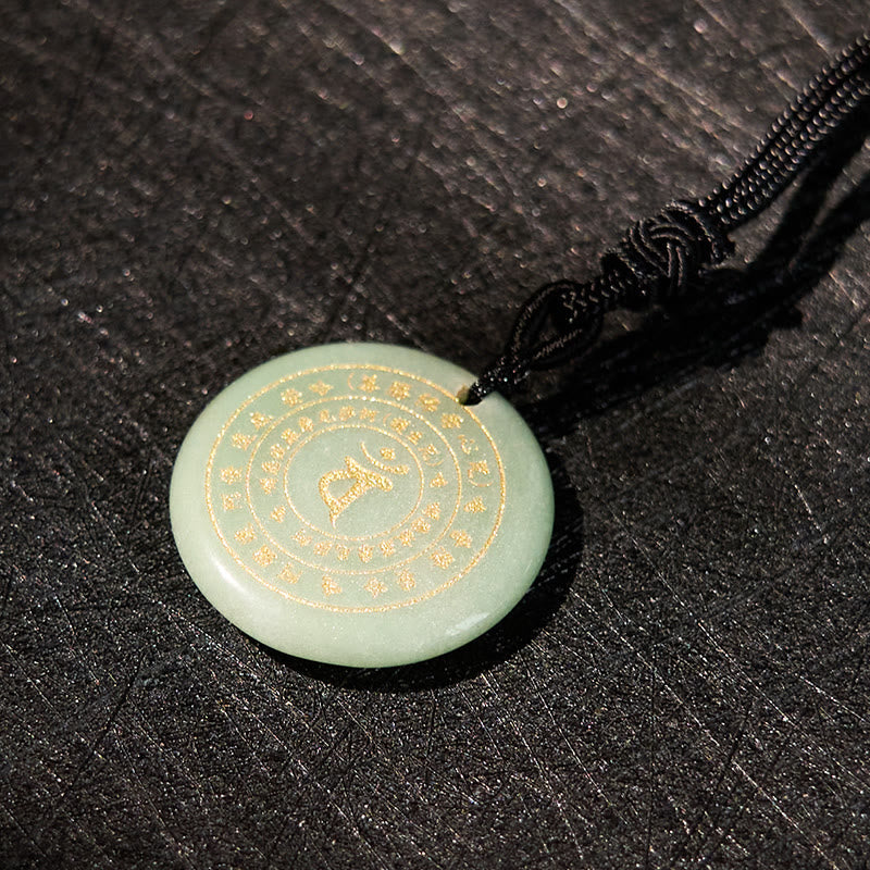 Foviel Vairocana Tathagata Sanskrit Mantra Various Crystal Black Obsidian Green Aventurine Strength Necklace Pendant