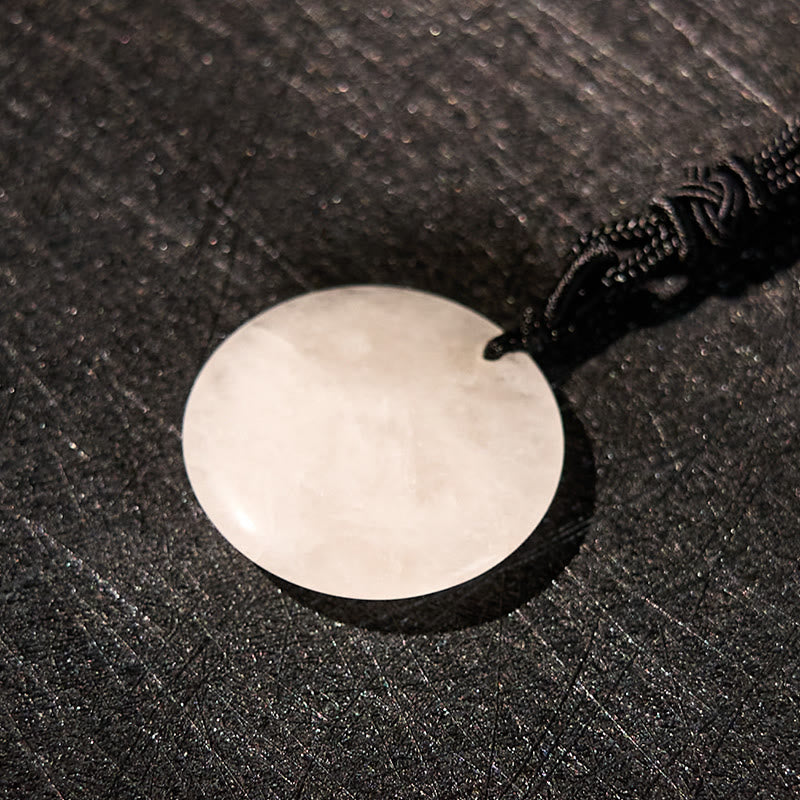 Pendentif collier de force en obsidienne noire avec divers cristaux naturels Foviel Om Mani Padme Hum