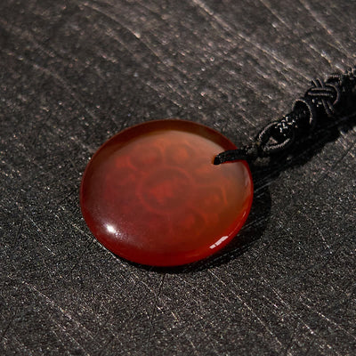 Pendentif collier de force en obsidienne noire avec divers cristaux naturels Foviel Om Mani Padme Hum