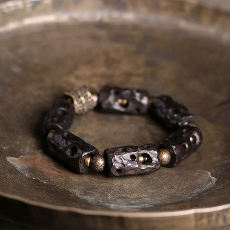 Buddha Stones Ebony Wood Copper Brass Calm Bracelet Bracelet BS 9