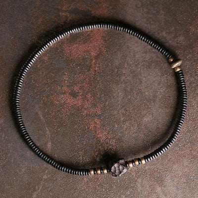 Buddha Stones Ebony Wood Copper Brass Peace Double Wrap Bracelet Bracelet BS 11