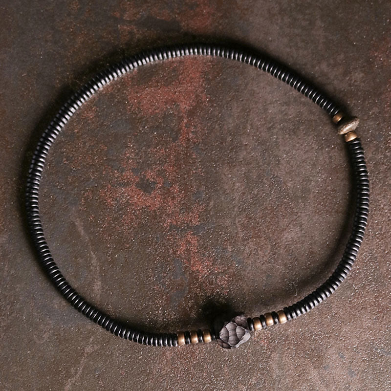Buddha Stones Ebony Wood Copper Brass Peace Double Wrap Bracelet Bracelet BS 11