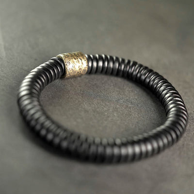 Buddha Stones Ebony Wood Copper Brass Calm Bracelet Bracelet BS 1