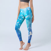 Foviel Fisch im Ozean Drucken Gym Leggings Damen Yogahosen