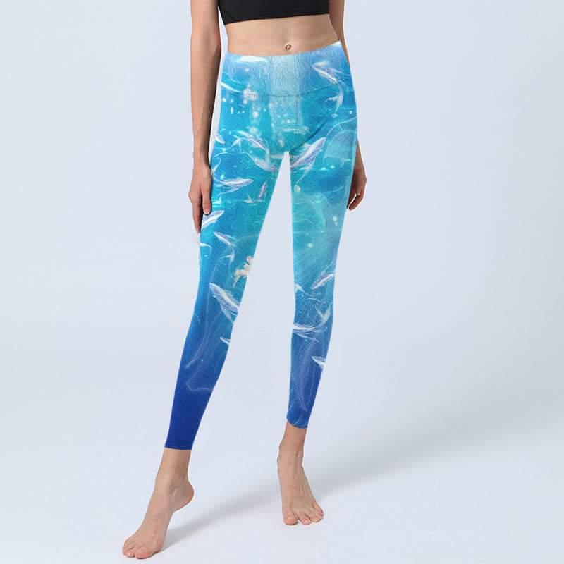 Buddha Stones Fish In The Ocean Print Gym Leggings Women's Yoga Pants - image 6