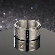 Foviel Great Compassion Mantra Carved Titanium Steel Strengthen Rotatable Ring