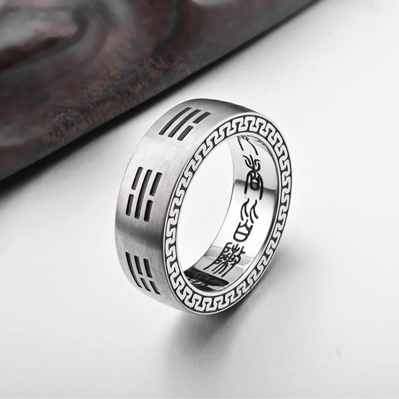 Foviel Bagua Yin Yang Taoist Nine-Character Mantra Titanium Steel Harmony Ring