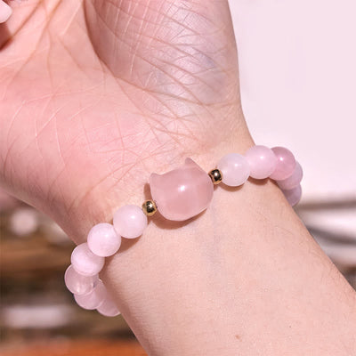 Foviel M. Amethyst Grüne Aventurin Rose QuartzForite Cat Kopf Balance Glück Armband