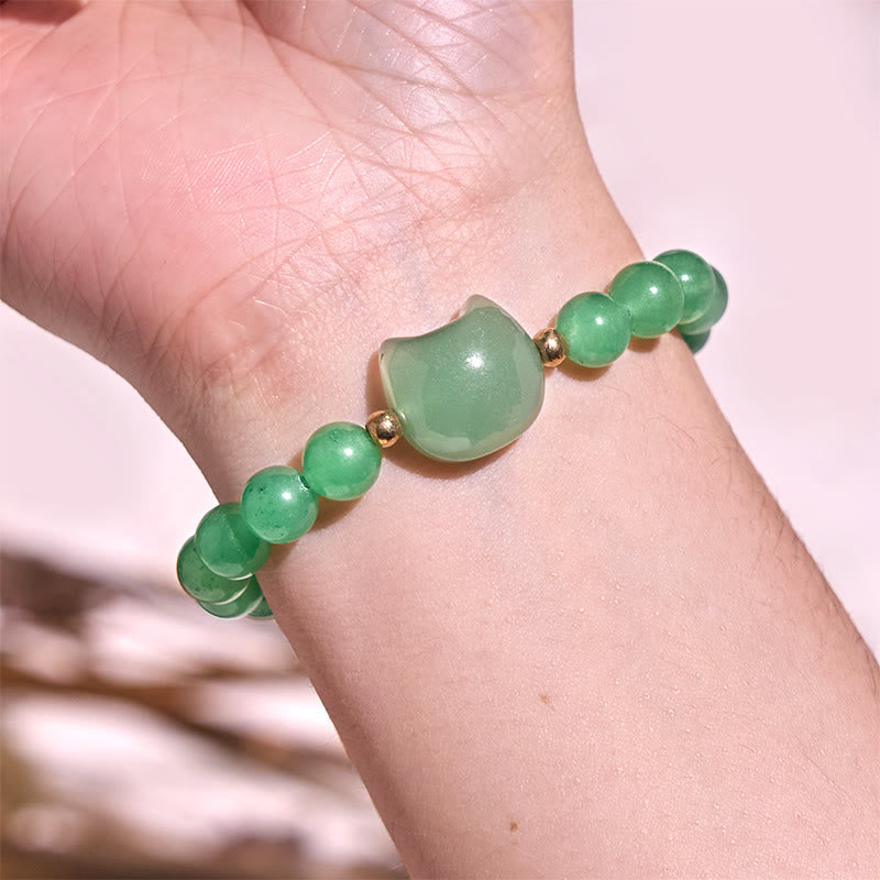 Foviel M. Amethyst Grüne Aventurin Rose QuartzForite Cat Kopf Balance Glück Armband