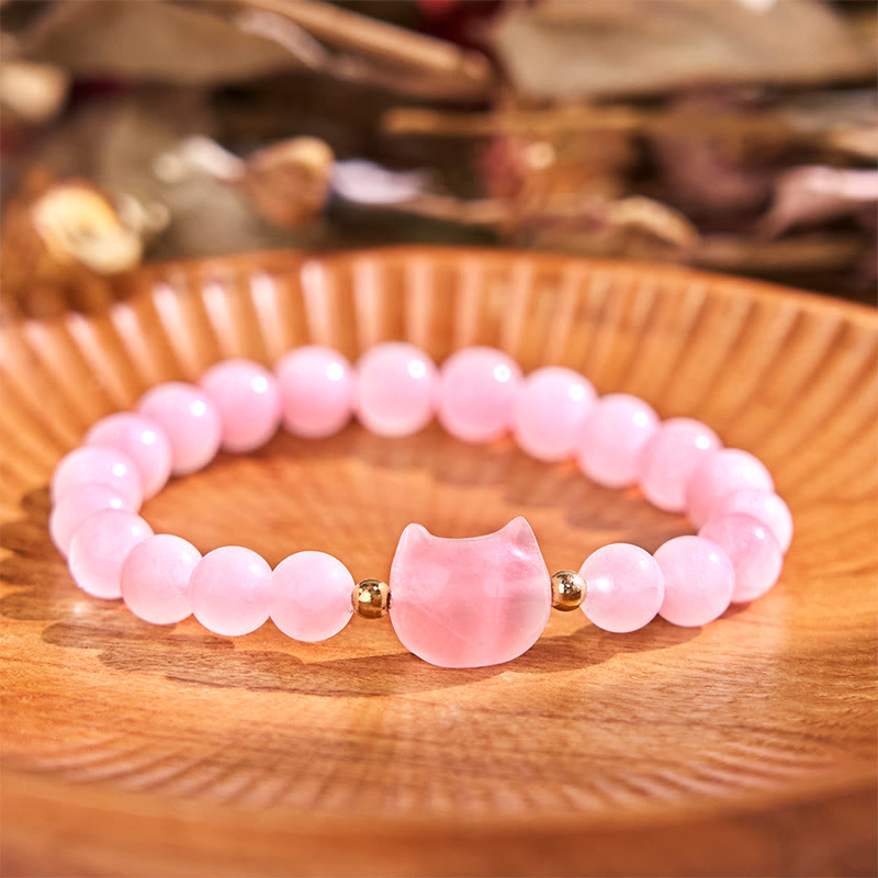 Foviel M. Amethyst Grüne Aventurin Rose QuartzForite Cat Kopf Balance Glück Armband