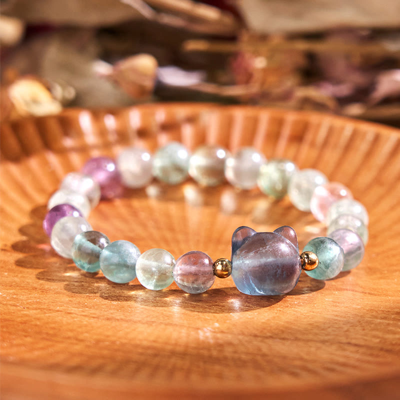Foviel M. Amethyst Grüne Aventurin Rose QuartzForite Cat Kopf Balance Glück Armband