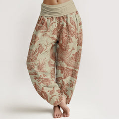 Buddha Stones Cotton Birds Trees Branches Pattern Women's Elastic Waist Harem Pants - PaleGoldenrod - US22，UK/AU26，EU54 (6XL) - image 0