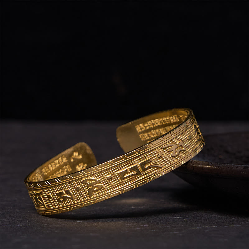 Foviel Sechs wahre Worte "om Mani Padme Hum" Herz Sutra Kupfer Messing Glück Weisheit Armband Verwirren