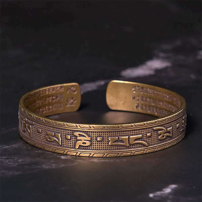 Foviel Sechs wahre Worte "om Mani Padme Hum" Herz Sutra Kupfer Messing Glück Weisheit Armband Verwirren