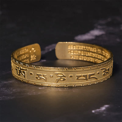 Foviel Sechs wahre Worte "om Mani Padme Hum" Herz Sutra Kupfer Messing Glück Weisheit Armband Verwirren