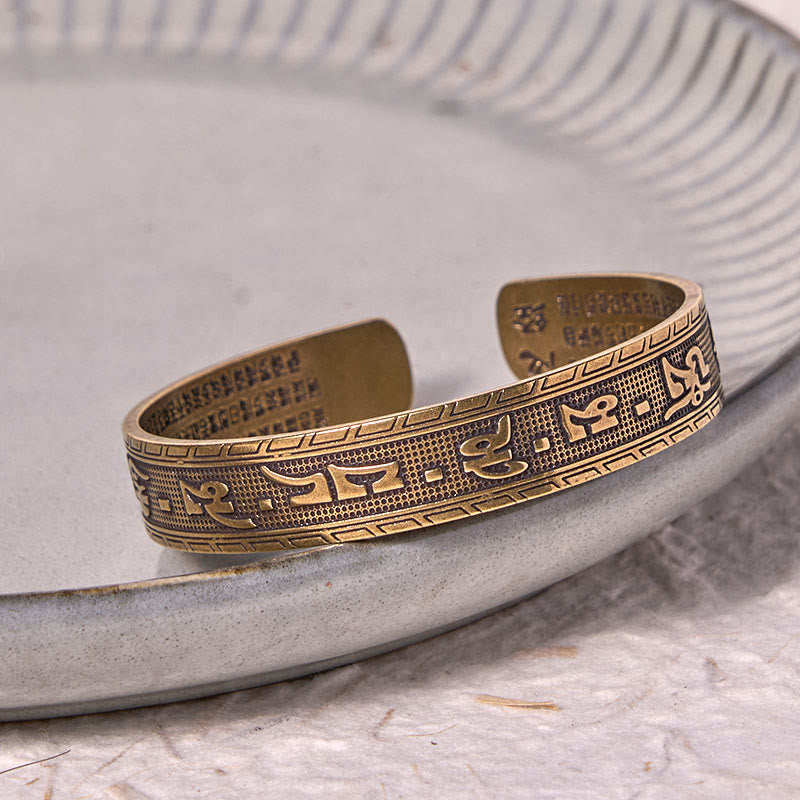 Foviel Sechs wahre Worte "om Mani Padme Hum" Herz Sutra Kupfer Messing Glück Weisheit Armband Verwirren