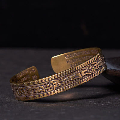 Foviel Sechs wahre Worte "om Mani Padme Hum" Herz Sutra Kupfer Messing Glück Weisheit Armband Verwirren