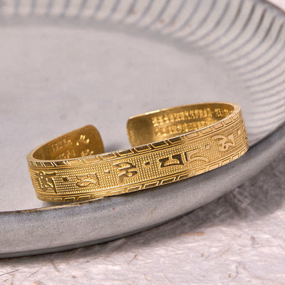 Foviel Sechs wahre Worte "om Mani Padme Hum" Herz Sutra Kupfer Messing Glück Weisheit Armband Verwirren
