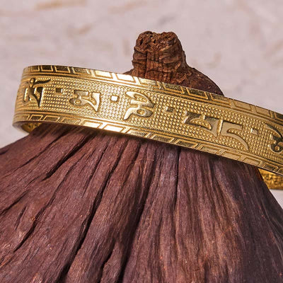 Foviel Sechs wahre Worte "om Mani Padme Hum" Herz Sutra Kupfer Messing Glück Weisheit Armband Verwirren