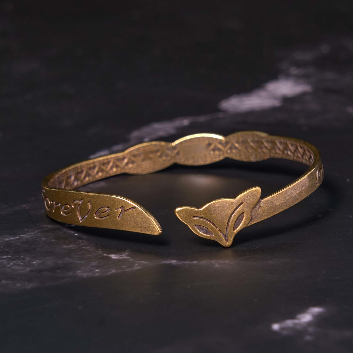 Foviel Fox Kopf Kupfer Messing 'Liebe Sie für immer' Glück Selbstversorgung Armband Strangle