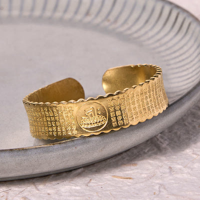 Bracelet jonc Foviel avec mantra de la Grande Compassion en cuivre et laiton pour la chance et le bien-être