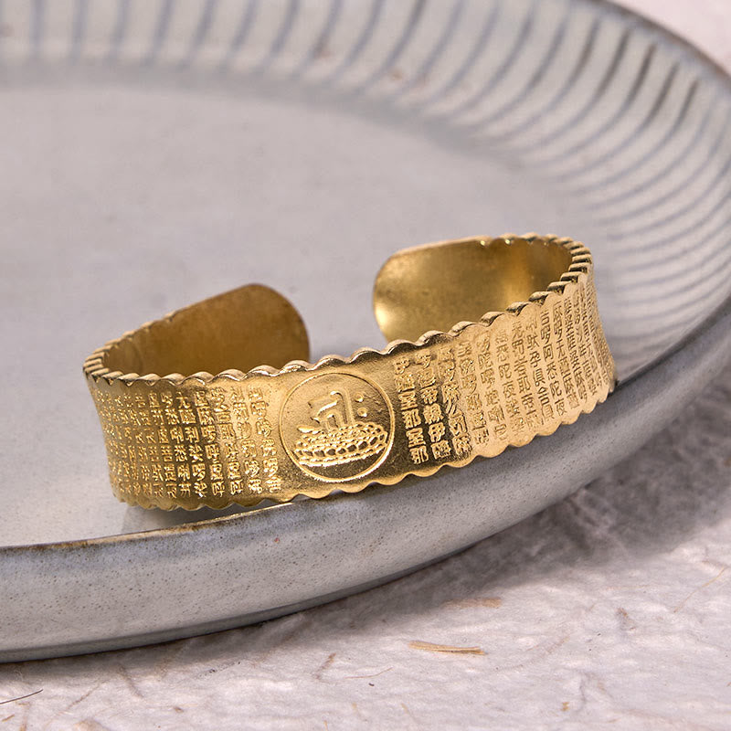 Bracelet jonc Foviel avec mantra de la Grande Compassion en cuivre et laiton pour la chance et le bien-être