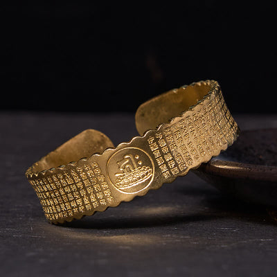 Bracelet jonc Foviel avec mantra de la Grande Compassion en cuivre et laiton pour la chance et le bien-être