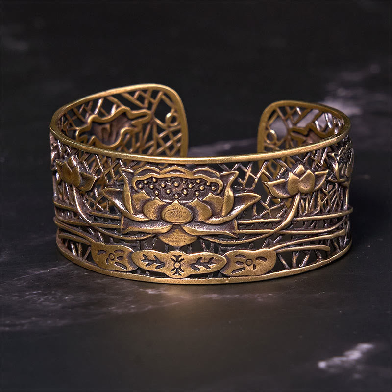Foviel Hollow Lotus Silber überzogen Kupfer spirituell Erleuchtung Armband
